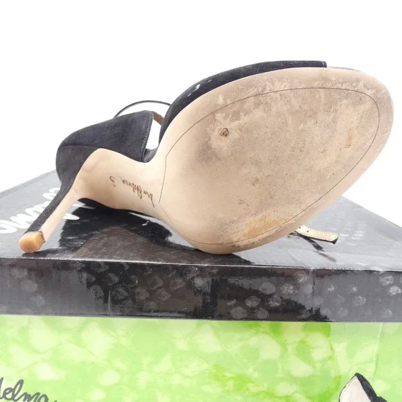 Sam Edelman Audrey Black Suede Ankle Strap Stiletto Heels Size 6.5 M E1025L1001 - Picture 4 of 7